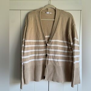 Gap Striped Tan and White Women's Sweater‎ Cotton Size Large
